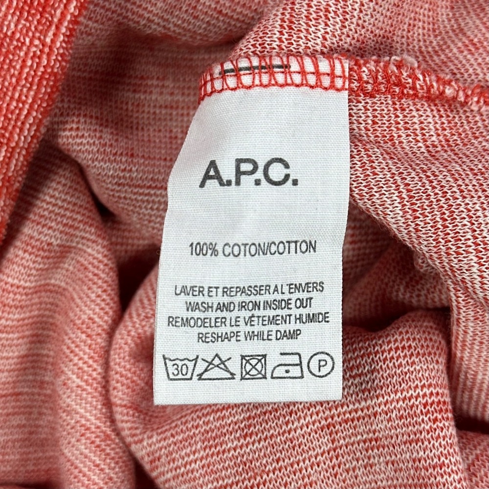 A.P.C. Long Sleeve Shirt Mens Large Red White Space Dye Melange Crew terry Cloth - Picture 4 of 10